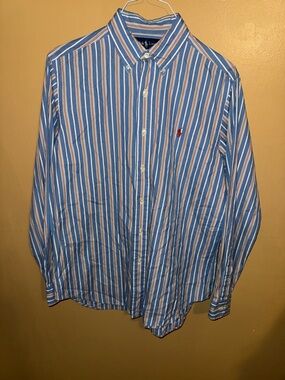 Polo by Ralph Lauren Blue Striped Button-Down Shirt large